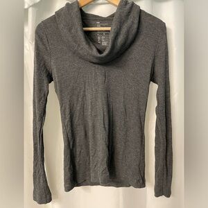 Gap Women’s Small Octavia Waffle cowl neck grey shirt